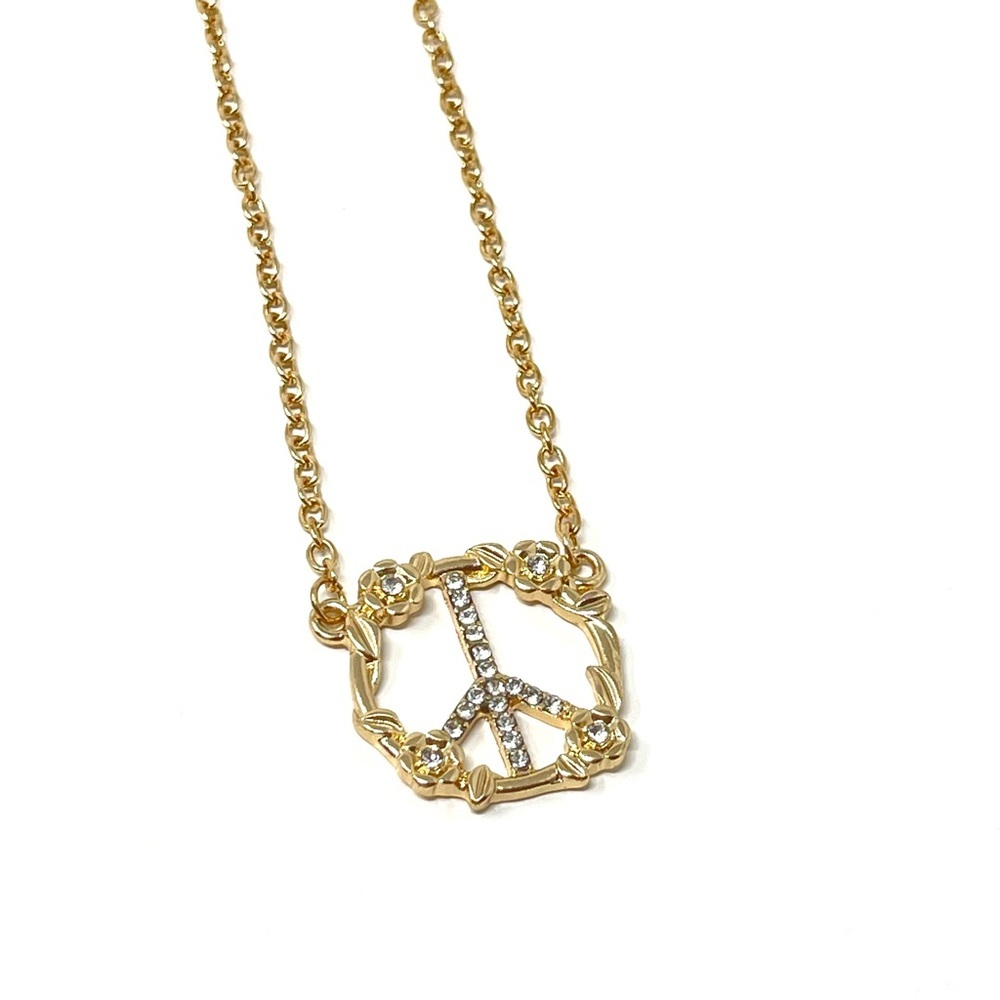 Free People Gold Peace Pendant Necklace